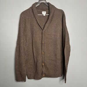 VTG Old Navy Wool Blend Shawl Collar Ribbed Knit Cardigan Sweater Mens M Brown